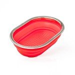 Over the Sink Extendable Cutting Board w Built-In Collapsible Silicone Colander - Strain Pasta, Chop Fruit & Vegetables- Fits Large or Small Sinks