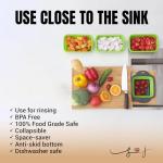 Expandable Bamboo Cutting Board With Containers - Over The Sink Cutting Board For Kitchen - Meal Prep deck For Food Large (Green)