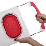 Over the Sink Extendable Cutting Board w Built-In Collapsible Silicone Colander - Strain Pasta, Chop Fruit & Vegetables- Fits Large or Small Sinks
