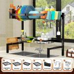 YKLSLH 4 Baskets Over The Sink Dish Drying Rack, Extendable Large Capacity Sink Rack, Metal Drying Rack Saving Space,for Most Sinks (24.8 "-35.4")