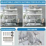 LIVOD Over The Sink Dish Drying Rack, 3-Tier Drying Drainer Rack Over Sink Stainless Steel Adjustable (29.1''~37.4''), Sink Drying Rack with Pots and Pans Rack (Silver)