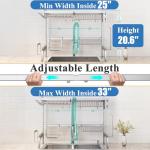 Over The Sink Dish Drying Rack, Adjustable (25.5 to 33.5 inch) 2 Tier Metal Steel Dish Drying Racks for Kitchen Counter with Hooks Paper Towel Utensil Cup Holder Sink Caddy (Silver)