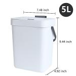 VIGIND Hanging Small Trash Can with Lid Under Sink for Kitchen, 5 L/ 1.3 Gallons Plastic Waste Basket,Food Waste Bin,Kitchen Compost Bin for Counter Top,Bathroom/Office (White)