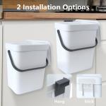 VIGIND Hanging Small Trash Can with Lid Under Sink for Kitchen, 5 L/ 1.3 Gallons Plastic Waste Basket,Food Waste Bin,Kitchen Compost Bin for Counter Top,Bathroom/Office (White)