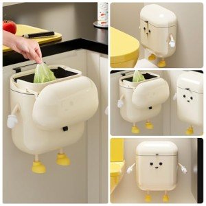 UFORU 3.2gal/12L Compost Bin Kitchen for Counter Top or Under Sink, Plastic Hanging Trash Can with Lid, Wall Mounted Garbage Can for Bathroom, Office, RV