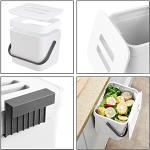 LALASTAR Trash Can with Lid, Wall-Mounted Under Sink Small Garbage Can for Kitchen, Bathroom, Hanging Plastic Trash Can, 1.8 Gallon, White