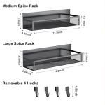 Aufworld Magnetic Spice Rack for Refrigerator, 2 Pack Magnetic Shelf, Fridge Magnet Organizer with Moveable 4 Hooks, Magnetic Fridge Shelf for Kitchen Organization and Storage (2 Pack)