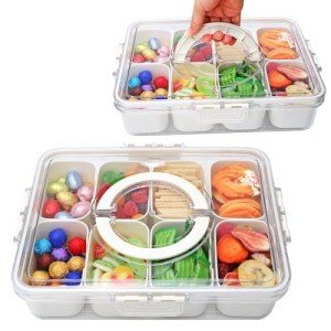 Reusable Divided Snack Tray with Lid - 2 Pack