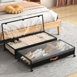 Rolling Under Bed Storage Bins with Clear Lids