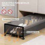Rolling Under Bed Storage Bins with Clear Lids