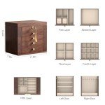 Elegant Black Walnut Jewelry Box with Mirror & Storage