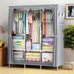 Portable Closet Organizer with Shelves and Hanging Rods