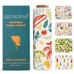 Gecocious Reusable Paper Towels 24 Pack Washable Kitchen Cotton Paperless Paper Towel Roll Eco Friendly Super Soft, Absorbent Cloth Napkins