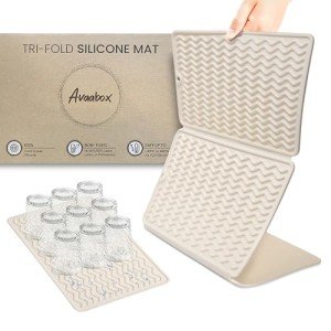 Avaabox. Tri-Fold Silicone Dish Drying Mat, (Cream)