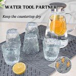Silicone Dish Drying Mat for Kitchen Counter, Collapsible Trifold Large Dish Drainer Mat, Drying Mat with Hook, 24x16In Non-Slip Silicone Sink Mat, Easy to Clean