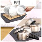 Natural Stone Dish Drying Mat - Foldable (17.7x 13.7 inches), Quick-Drying, Non-Odor, Water Resistant