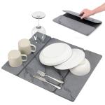 Large Stone Drying Mat for Kitchen Counter, Quick Dry Stone Mat Kitchen, Superb Absorbent Foldable Diatomaceous Earth Dish Drying Mat for Dishes Bottles Cups (Gray, Large)