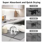 Large Stone Drying Mat for Kitchen Counter, Quick Dry Stone Mat Kitchen, Superb Absorbent Foldable Diatomaceous Earth Dish Drying Mat for Dishes Bottles Cups (Gray, Large)