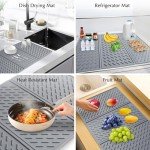 Silicone Dish Drying Mat, Collapsible Trifold Large Silicone Drying Mat, Silicone Mats for Kitchen Counter, Dish Drying Mat for Multiple Usage, Easy Clean, Heat-Resistant, BPA Free(24×16in)