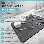 Natural Stone Dish Drying Mat - Foldable (17.7x 13.7 inches), Quick-Drying, Non-Odor, Water Resistant