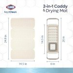 Clorox KeptClean 2-Piece Folding Kitchen Sink Mat and Sink Organizer – Folding Mat for Elevated Drying and Storage, Extending Organizer Dries 6 Plates, Flips to Dry Accessories – Almond Cream