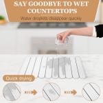 Large Stone Dish Drying Mats for Kitchen Counter, 24" x 16", Quick Dry Collapsible Dish Drying Mat with Anti-Slip Pad, Absorbent Diatomaceous Earth Mats for Dishes Bottles Cups, Match Any Countertop