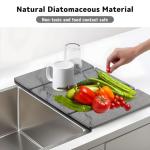 Large Stone Drying Mat for Kitchen Counter, Quick Dry Stone Mat Kitchen, Superb Absorbent Foldable Diatomaceous Earth Dish Drying Mat for Dishes Bottles Cups (Gray, Large)