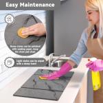 Large Stone Drying Mat for Kitchen Counter, Quick Dry Stone Mat Kitchen, Superb Absorbent Foldable Diatomaceous Earth Dish Drying Mat for Dishes Bottles Cups (Gray, Large)