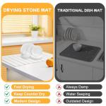 Oxydrily Stone Drying Mat for Kitchen Counter, Large Stone Dish Drying Mat Foldable, Absorbent Diatomaceous Earth Bath Mat Quick Dry for Kitchen Dishes Bottles Cups Bathroom Any Countertop 23" x 15.3"