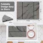 Large Stone Drying Mat for Kitchen Counter, Quick Dry Stone Mat Kitchen, Superb Absorbent Foldable Diatomaceous Earth Dish Drying Mat for Dishes Bottles Cups (Gray, Large)