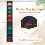 Lifewit 10 Compartments Hat Organizer for Baseball Caps, 1 Pack Hat Rack Hanging Storage organizer, Non-Woven Fabric Display Shelf Holds Up to 40 Hats, Cap Holder Hanger for Closet, Bedroom, Black