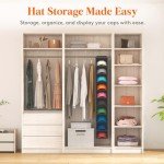 Lifewit 10 Compartments Hat Organizer for Baseball Caps, 1 Pack Hat Rack Hanging Storage organizer, Non-Woven Fabric Display Shelf Holds Up to 40 Hats, Cap Holder Hanger for Closet, Bedroom, Black
