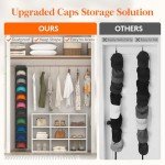 Lifewit 10 Compartments Hat Organizer for Baseball Caps, 1 Pack Hat Rack Hanging Storage organizer, Non-Woven Fabric Display Shelf Holds Up to 40 Hats, Cap Holder Hanger for Closet, Bedroom, Black