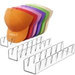 Lifewit 3 Pack Hat Organizer for Baseball Caps, Hat Storage Rack for 21 Ball Caps, Hat Stand Shelf for Trucker Hat and Golf Cap in Closet, Bedroom, Dresser, Clear