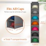 Lifewit 7 Compartments Hat Organizer for Baseball Caps, 1 Pack Hat Rack Hanging Storage Organizer, Non-Woven Fabric Display Shelf Holds Up to 40 Hats, Cap Holder Hanger for Closet, Bedroom, Grey