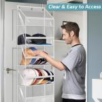 AOODA Clear Over The Door Hat Racks for Baseball Caps, Large Holds up to 72 Caps Hat Storage Organizer for Closet Wall, Deep Pockets Hanging Snapback Holder Shelves with 3 Hooks, White
