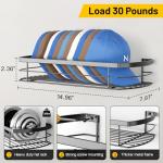 KIMBORA Metal Hat Rack for Wall, Organizer Holds 22 Baseball Caps, Wall Mounted Storage Shelves Fits All Caps, 2 Packs Holder Display, Black