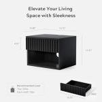 EYYTHUNG Fluted Floating Nightstand Set of 2 with Drawer, Modern Night Stand with Fluted Door and Open Storage Shelf Wall Mounted Bedside Table for Bedroom, Entryway Black