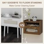 ChooChoo Floating Nightstand Set of 2 with LED Lights, Floating Bedside Table with Drawers, Modern Nightstand, Bedside Shelf Wall Mounted End Table for Bedroom Room, Walnut