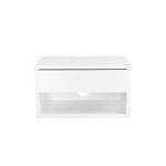 Nathan James Wall Mounted Floating Bedroom Nightstand with Storage Drawer and Modern Open Shelf Cubby, White