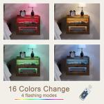 ChooChoo Floating Nightstand Set of 2 with LED Lights, Floating Bedside Table with Drawers, Modern Nightstand, Bedside Shelf Wall Mounted End Table for Bedroom Room, Walnut