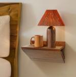 Sivapleso Walnut Floating Nightstand Wooden Hanging Bedside Table with Cable Hole Small Wall Mounted Night Stand Shelf Organizer for Bedroom Livingroom 13 Inch Wide 7 Inch Deep