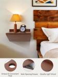 Sivapleso Walnut Floating Nightstand Wooden Hanging Bedside Table with Cable Hole Small Wall Mounted Night Stand Shelf Organizer for Bedroom Livingroom 13 Inch Wide 7 Inch Deep