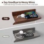 Sivapleso Walnut Floating Nightstand Wooden Hanging Bedside Table with Cable Hole Small Wall Mounted Night Stand Shelf Organizer for Bedroom Livingroom 13 Inch Wide 7 Inch Deep