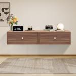 LOFTEY Floating Nightstand with Drawer, Floating Bedside Table, Wall Mounted Nightstand, Floating Shelf with Drawer,Floating Drawer for Bedroom, Walnut 15.5"x12"x6"