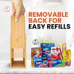 mHomeAid Bag Storage Organizer - Bamboo Food Plastic Baggie Holder, Dispenser, and Container for Kitchen Drawer - Fits Ziplock and Ziploc Gallon, Quart, Sandwich & Snack Sized Slider Bags (Bamboo)