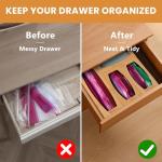 CRAKTH Bamboo Plastic Bag Storage Organizer for Kitchen Drawer, 4 Separate Baggie Organizer, Suitable for Gallon, Quart, Sandwich & Snack Variety Size Bag
