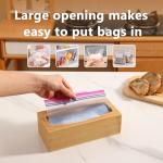 CRAKTH Bamboo Plastic Bag Storage Organizer for Kitchen Drawer, 4 Separate Baggie Organizer, Suitable for Gallon, Quart, Sandwich & Snack Variety Size Bag