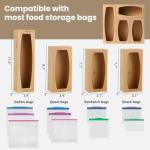 CRAKTH Bamboo Plastic Bag Storage Organizer for Kitchen Drawer, 4 Separate Baggie Organizer, Suitable for Gallon, Quart, Sandwich & Snack Variety Size Bag