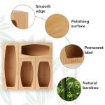 CRAKTH Bamboo Plastic Bag Storage Organizer for Kitchen Drawer, 4 Separate Baggie Organizer, Suitable for Gallon, Quart, Sandwich & Snack Variety Size Bag